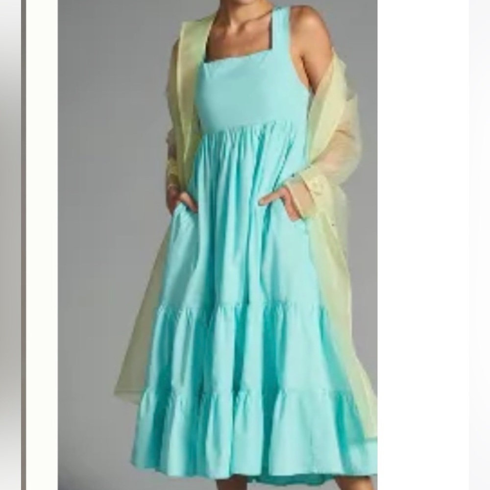 Anthropologie tiered square neck sundress